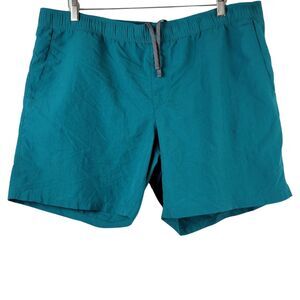 Eddie Bauer 7" Shorts Mens XL Teal Mesh Lined Nylon Drawstring Swim Hike Outdoor